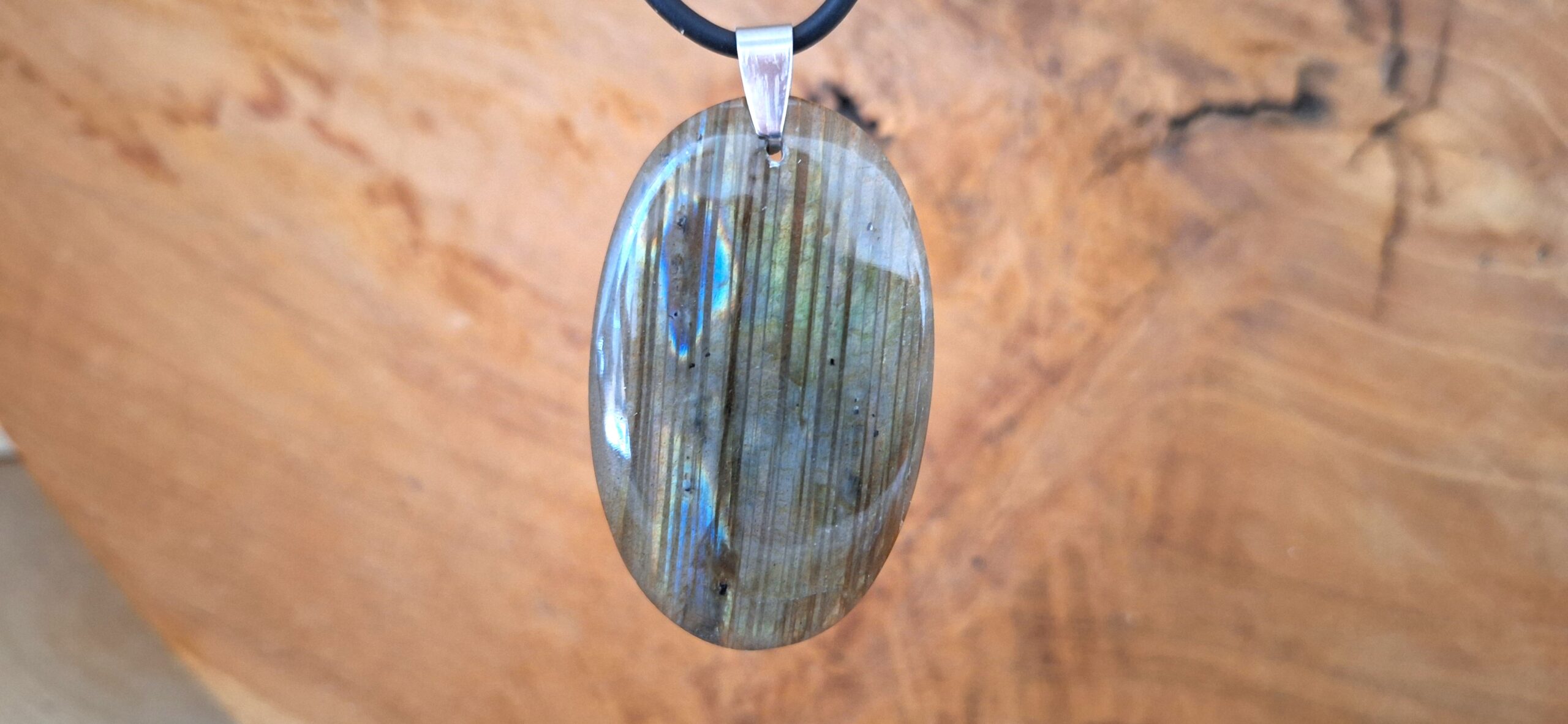 Pendentif Labradorite - Cabochon plat long (13g)